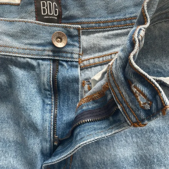 Urban Outfitters BDG Dad Slim Taper Fit Jean Medium Wash Patchwork Denim 33 - Picture 16 of 16